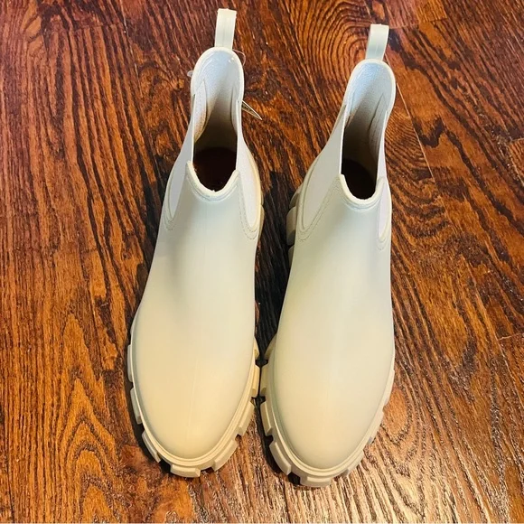 JEFFREY CAMPBELL Cream Play Pleu Rain Boots 8M Chunky Platform Ankle Chelsea NEW - Picture 6 of 7